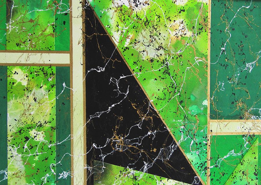 Angular Abstract in Green Painting by Louise Adams
