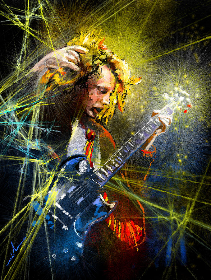 Angus Young Painting by Miki De Goodaboom