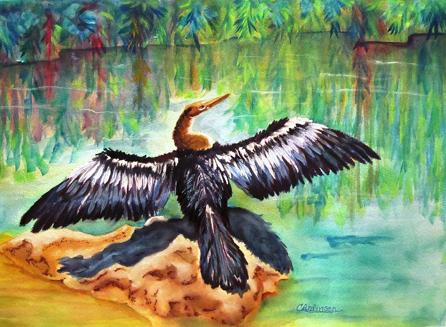 Anhinga in Paradise Painting by Carol Allen Anfinsen