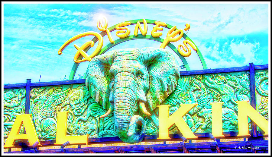 Animal Kingdom Entrance Pediment Sign, Walt Disney World Photograph by A Macarthur Gurmankin