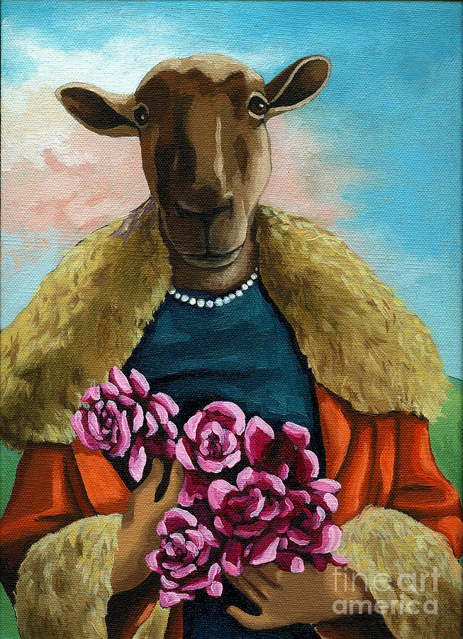 animal portrait - Flora Shepard Painting by Linda Apple