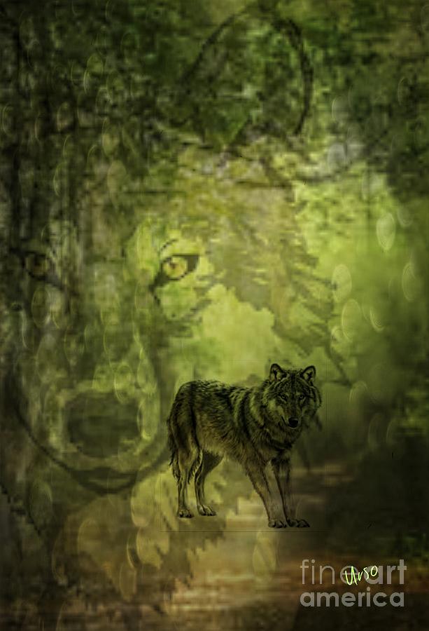 Animal Sprits - The Wolf Digital Art by Maria Urso