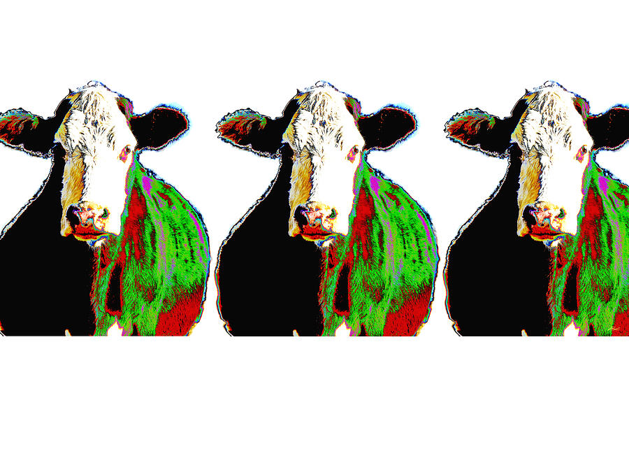 Animals Cows Three Pop Art Cows Warhol Style Photograph by Ann Powell