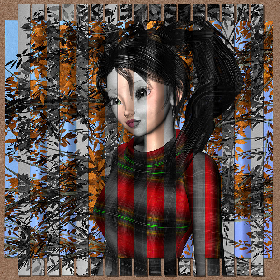 Anime Girl in Autumn Digital Art by Judi Suni Hall