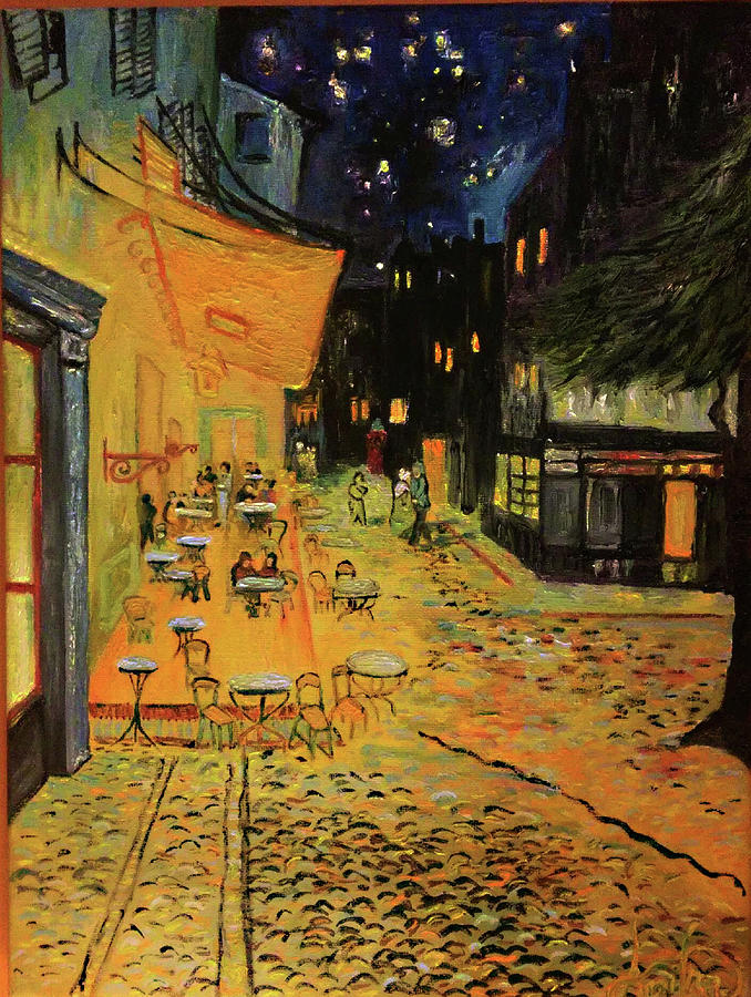 Anitras Version of Van Goghs Cafe Terrace at Night  Painting by Anitra Handley-Boyt