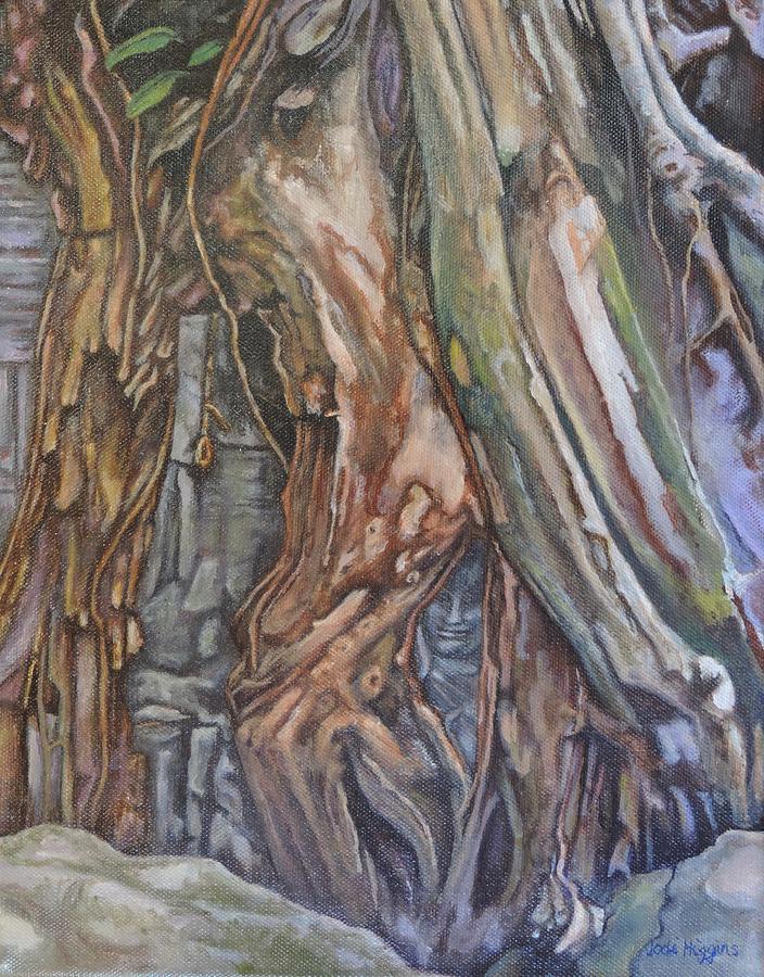 Ankor Temple Trees  Painting by Jodi Higgins