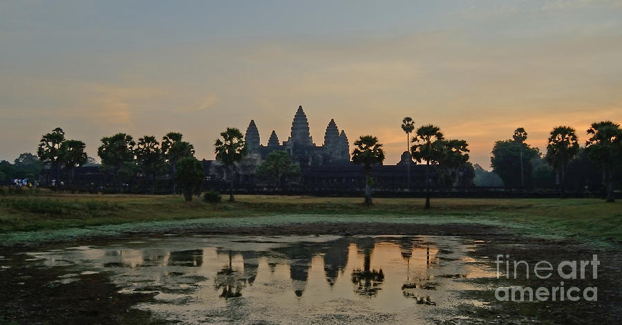 Angkor Wat Sunrise Pond Photograph by Tom Wurl