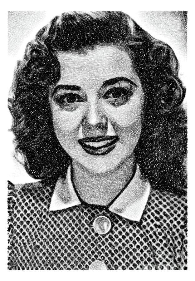 Hollywood Drawing - Ann Rutherford, Vintage Actress by JS by Esoterica Art Agency