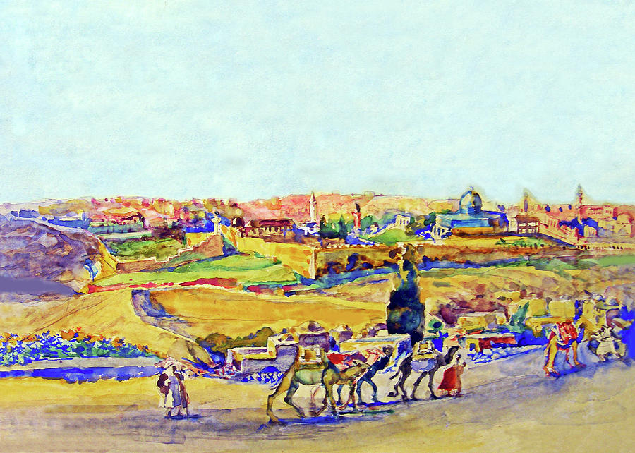 Anna Rychter May Jerusalem Caravan Painting by Munir Alawi