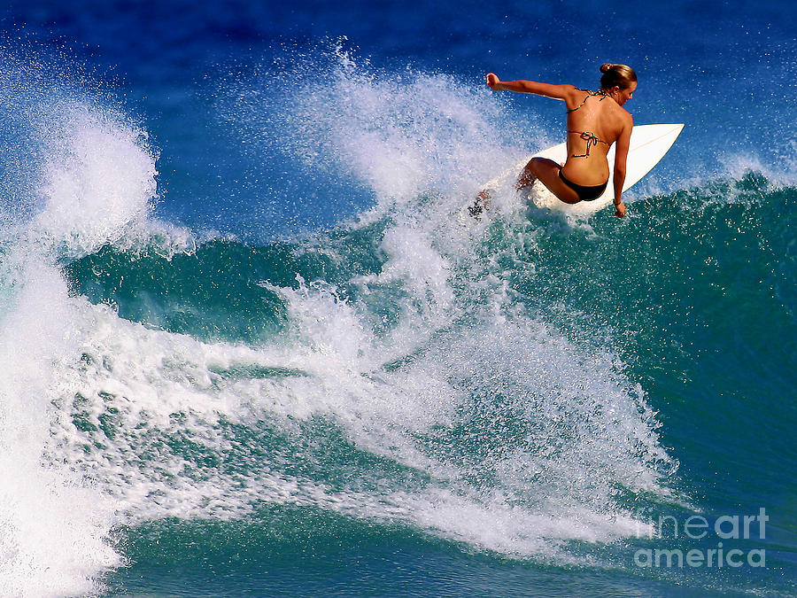Nature Photograph - Anna Surfing in Hawaii by Paul Topp