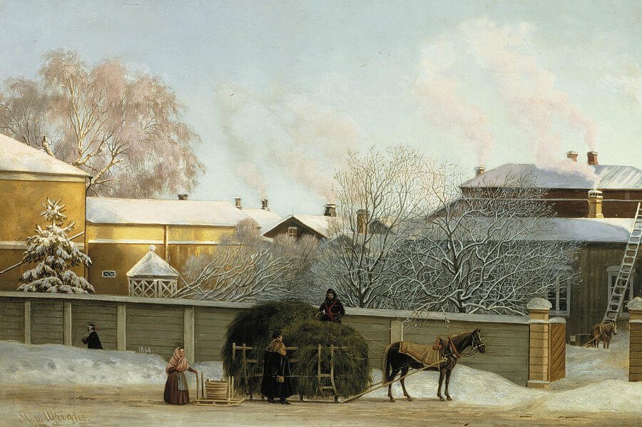 Annankatu on a Cold Winter Morning #2 Painting by Magnus von Wright