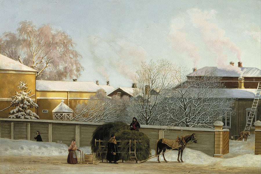 Magnus Von Wright Painting - Annankatu on a Cold Winter Morning  by Magnus von Wright