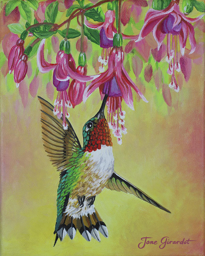 Annas Hummingbird 3 Painting by Jane Girardot