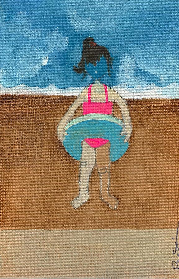 Beach Painting - Annatte at the Beach with Bandaids by Ricky Sencion
