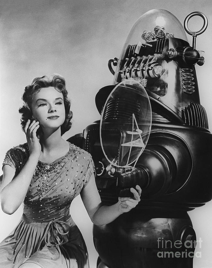 Anne Francis movie photo Forbidden Planet with Robby the Robot Photograph by Vintage Collectables