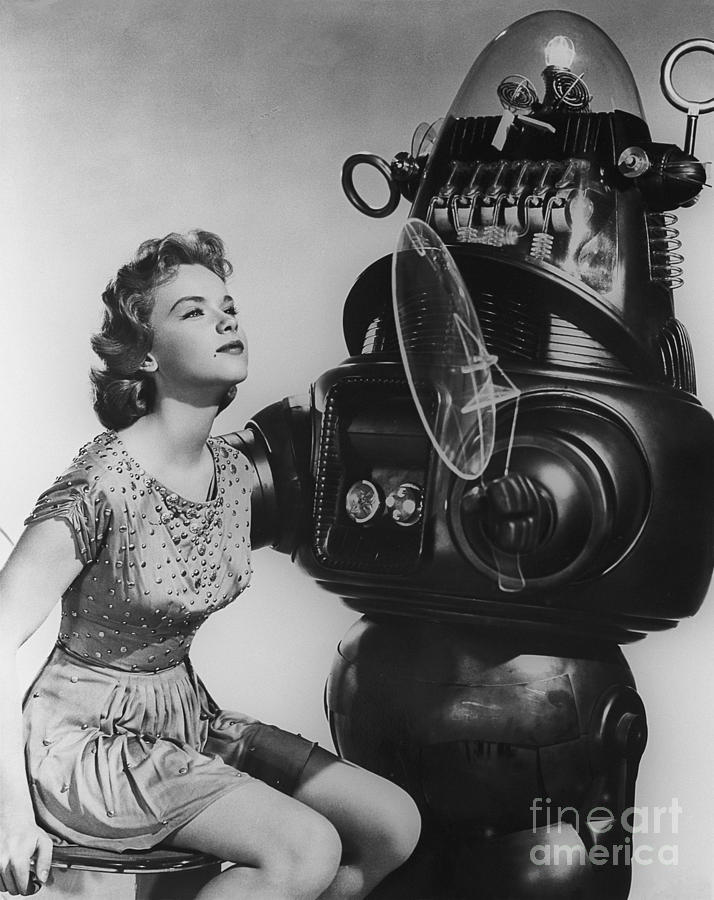 Fantasy Photograph - Anne Francis movie Sexy photo Forbidden Planet with Robby the Robot by Vintage Collectables