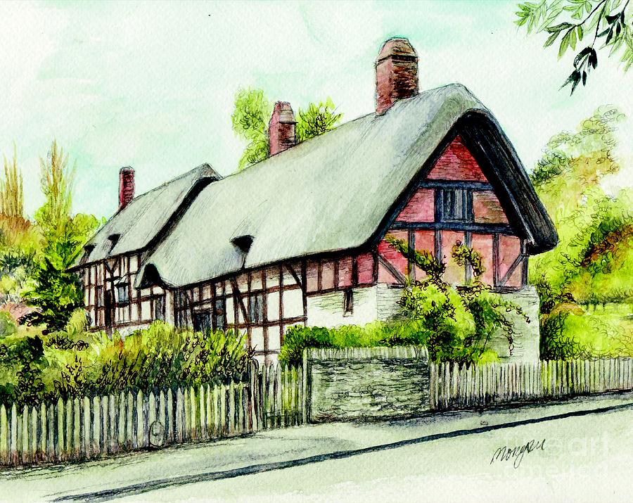 Anne Hathaway Cottage England Painting by Morgan Fitzsimons