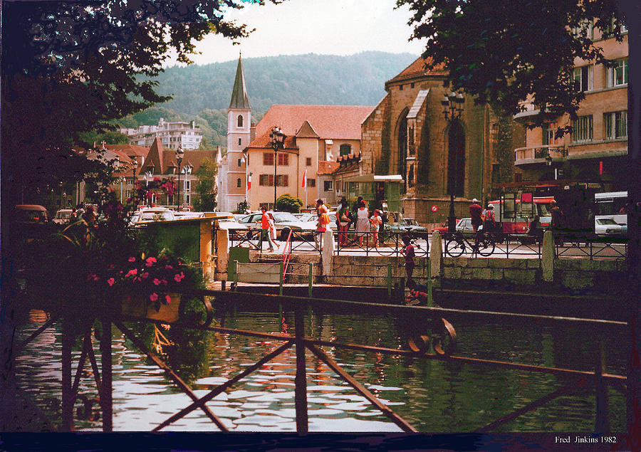 Bicycle Photograph - Annecy France Village Scene by Fred Jinkins
