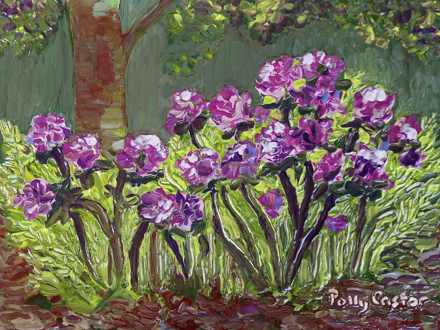 Annes Rhododendrons  Painting by Polly Castor
