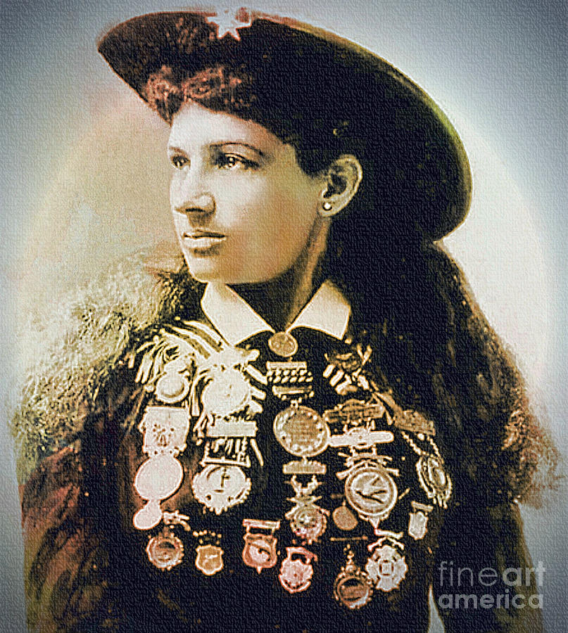 Annie Oakley - Shooting Legend Painting by Ian Gledhill