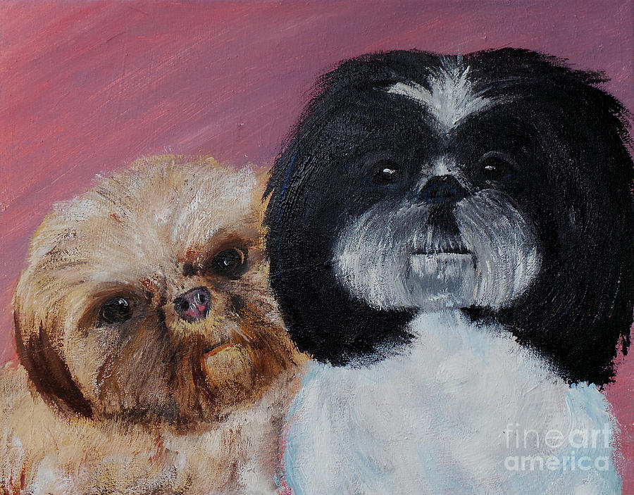 Annies Puppies Painting by Deb Arndt