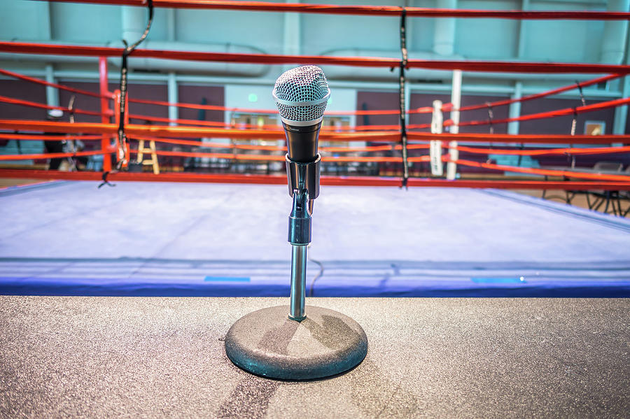 Announcer Microphone On Table Before Boxing Ring Photograph by Alex Grichenko