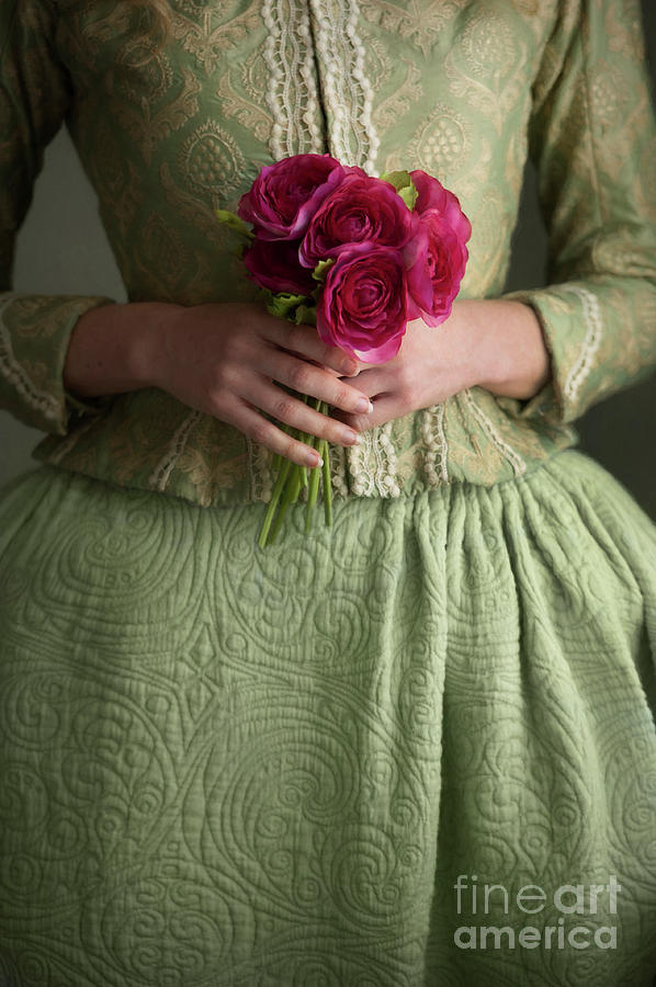 Anonymous Historical Woman Holding A Posy Of Flowers Photograph by Lee Avison