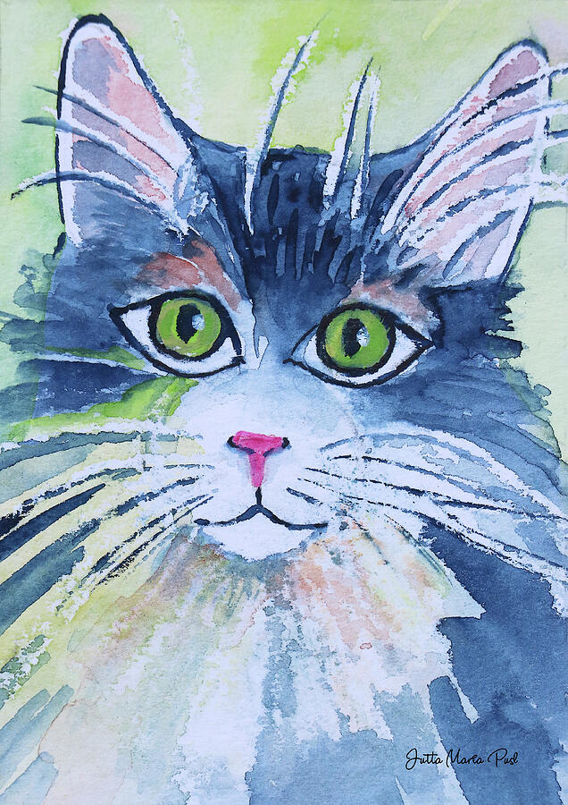 Another Cat Painting by Jutta Maria Pusl