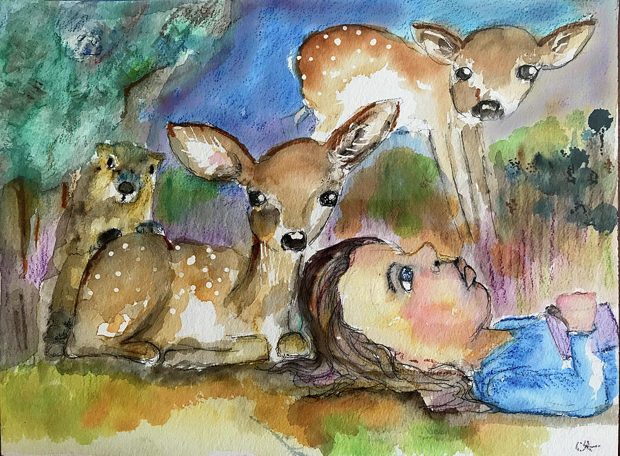 Deer Mixed Media - Another Day by Cynthia Richards