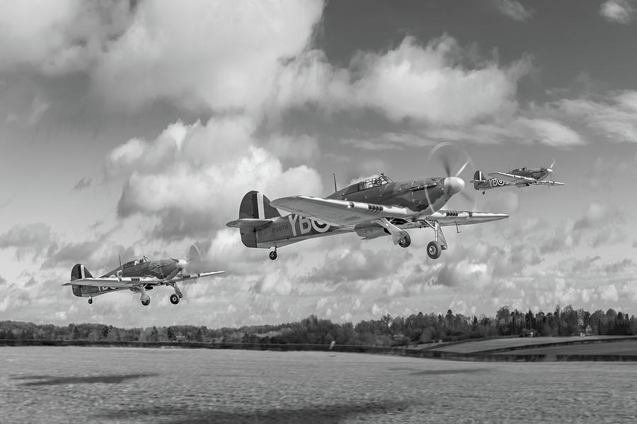 Another day Hurricanes scramble BW version cropped  Photograph by Gary Eason