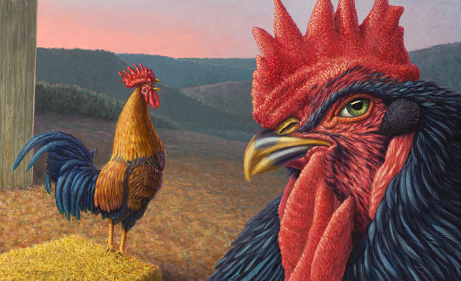 Rooster Painting - Another Day by James W Johnson