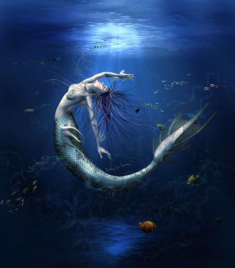 Mermaid Digital Art - Another miss-understood world I by Amalia Iuliana Chitulescu