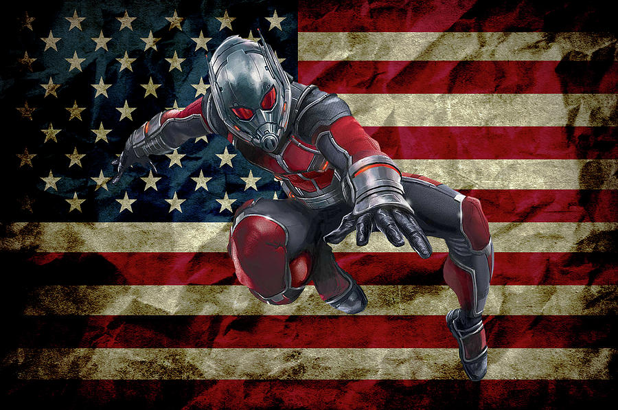 Ant Man - American Flag Mixed Media by Doc Braham