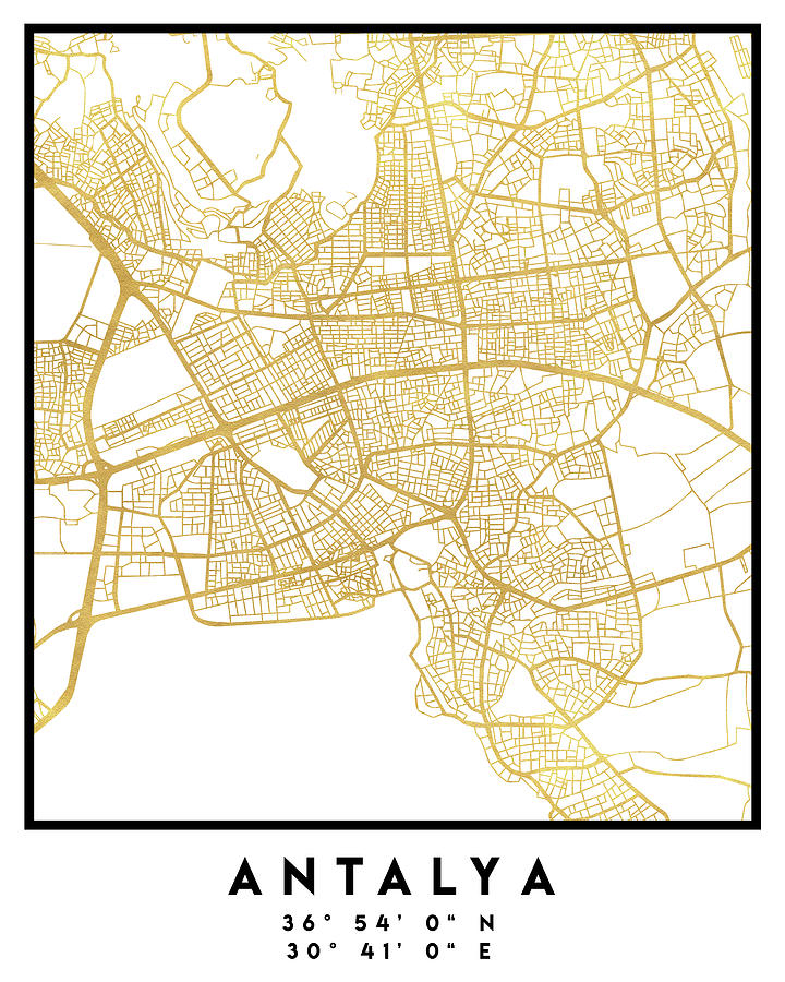 Antalya Turkey City Street Map Art Digital Art by Emiliano Deificus ...