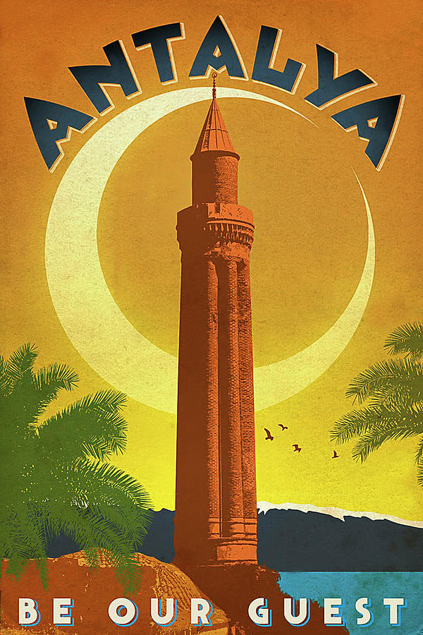 Antalya, Turkey, vintage travel poster Painting by Long Shot