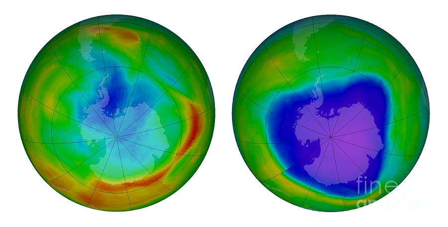 Antarctic Ozone Hole, 1979 And 2015 Photograph by Science Source
