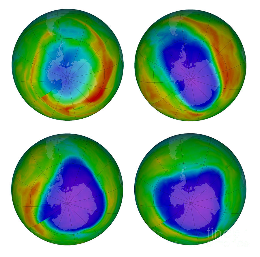 Antarctic Ozone Hole, 1980, 1990, 2000 Photograph by Science Source