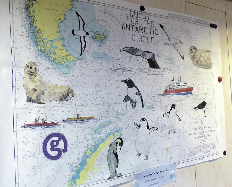 Antarctica Nautical Chart Painting by Yvonne Ankerman