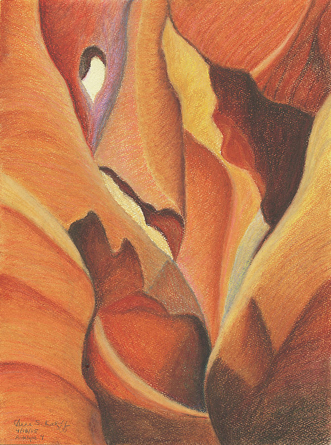 Antelope Canyon 4 - For Gloria Pastel by Anne Katzeff