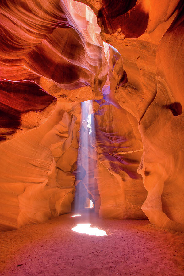 Antelope Canyon light shafts Photograph by Greg Smith