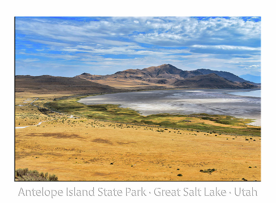 Antelope Island State Park Great Salt Lake 01 Text Photograph by Thomas Woolworth