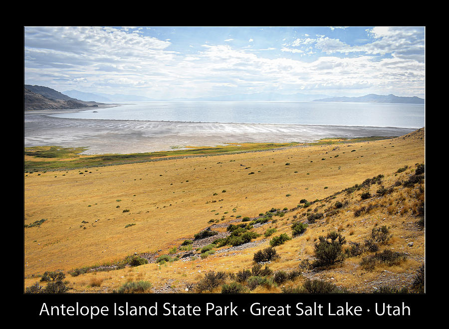 Antelope Island State Park Great Salt Lake 02 Text Black Photograph by Thomas Woolworth