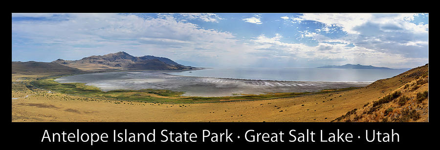 Antelope Island State Park Great Salt Lake Pan 01 Text Black Photograph by Thomas Woolworth