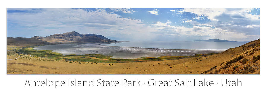 Antelope Island State Park Great Salt Lake Pan 01 Text Photograph by Thomas Woolworth