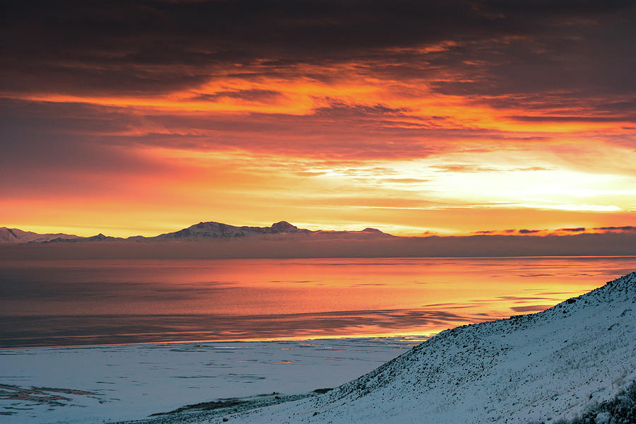 Antelope Island sunset Photograph by Bryan Carter