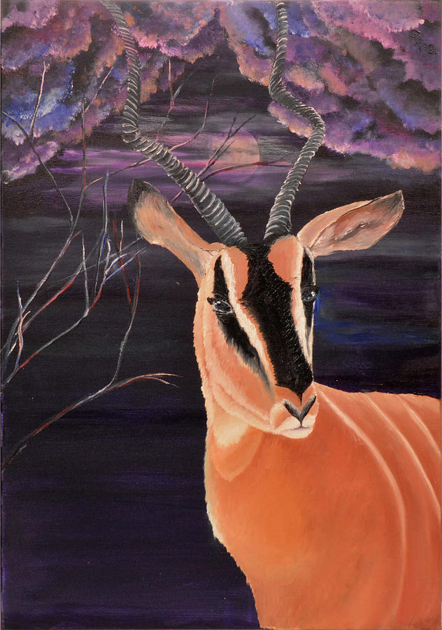 Antelope Painting by Medea Ioseliani