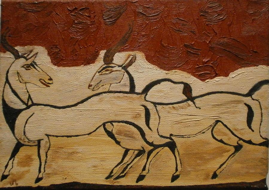 Antelopes Painting by Maria Woithofer