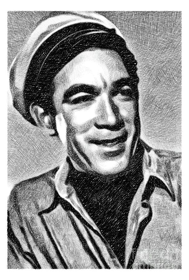 Anthony Quinn, Vintage Actor By Js Drawing