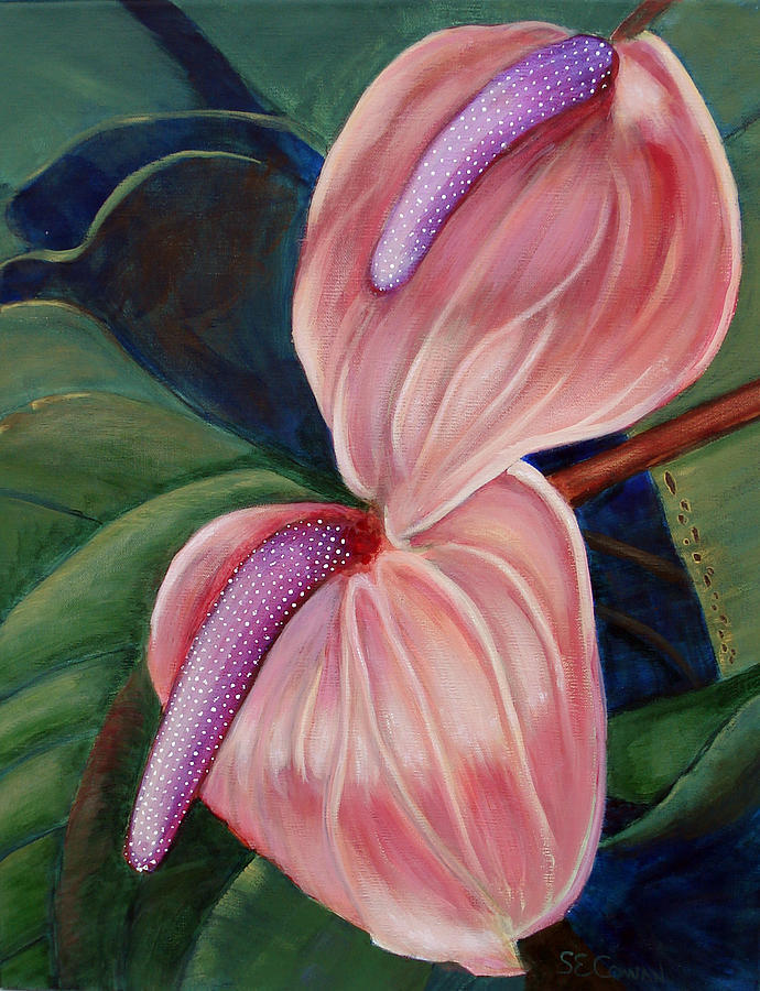 Anthurium Painting by SueEllen Cowan