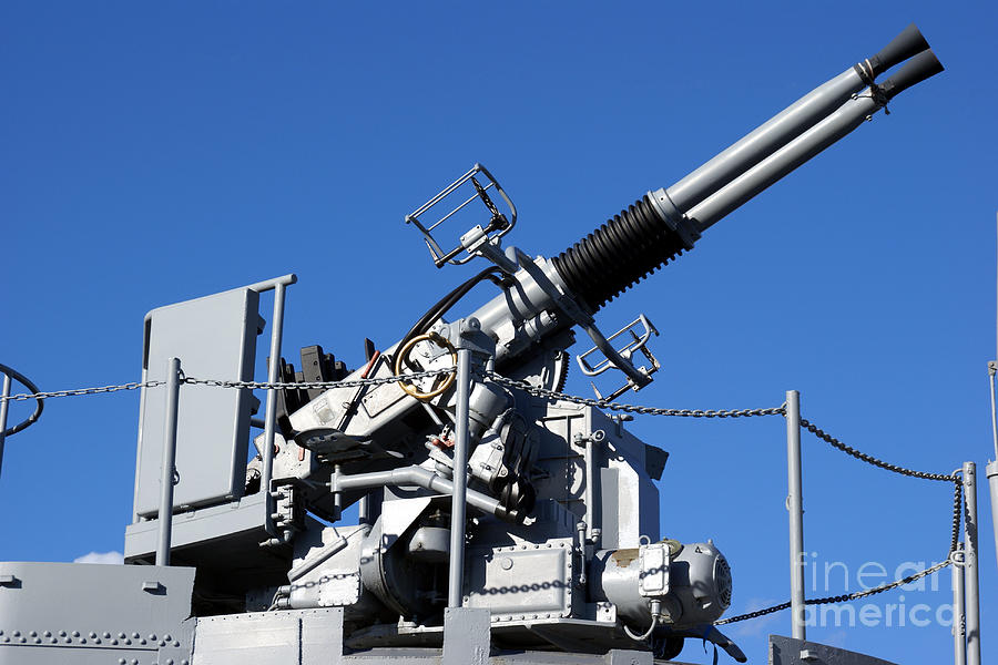 Anti Aircraft Turret Defense Guns on a Navy Ship Photograph by Olivier Le Queinec